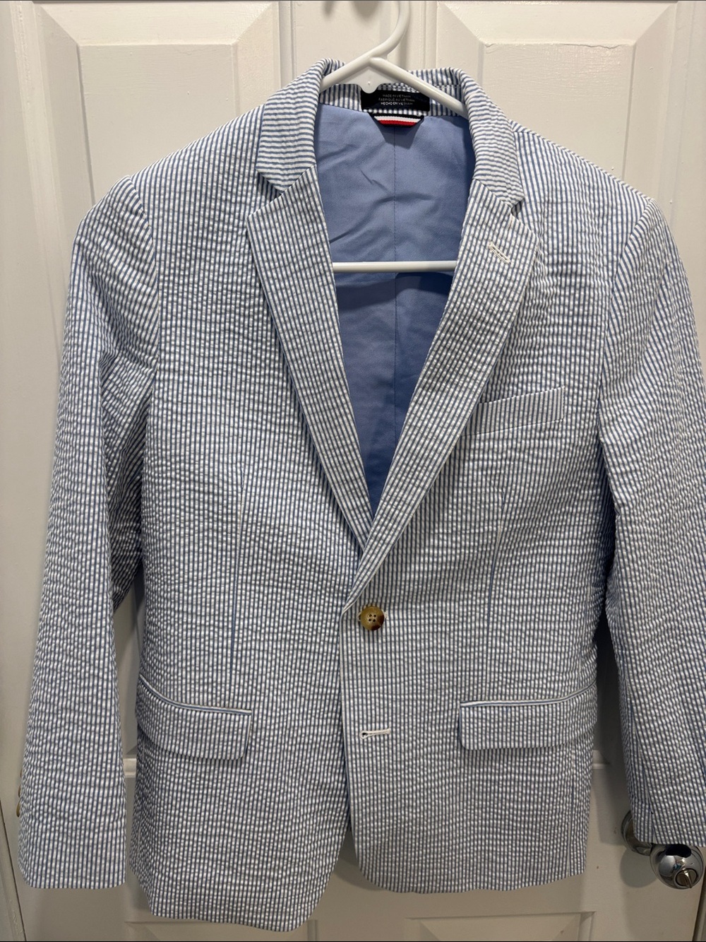 Tommy Hilfiger Blue & White Seersucker Blazer